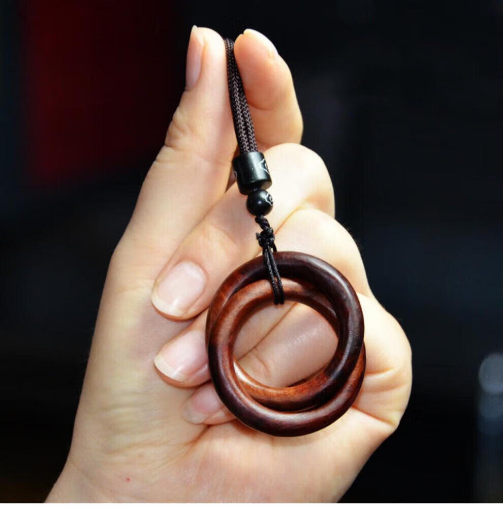 吉裕 雷击木乾坤圈阴阳圈随身吊坠项链 一体手工雕刻雷击枣木护身木