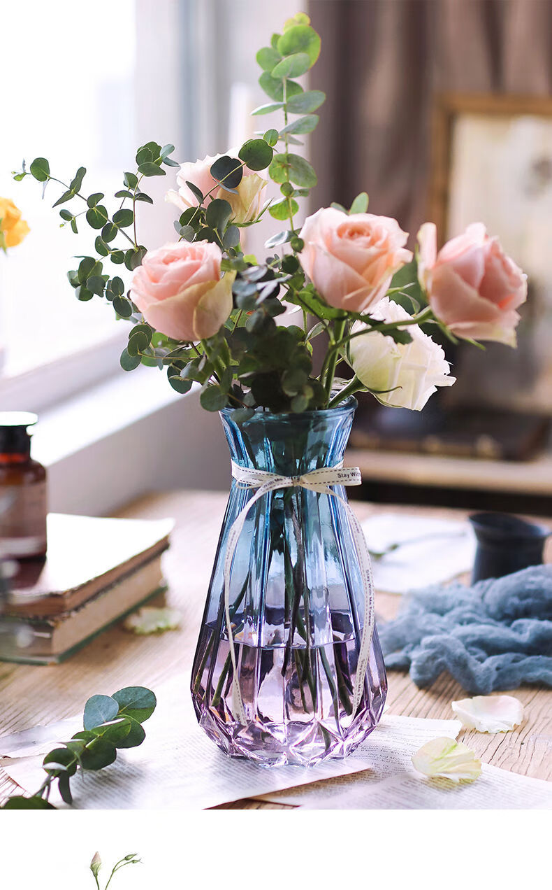 花瓶玻璃透明客厅插花北欧水培富贵竹现代简约干花瓶子水养绿萝大透明