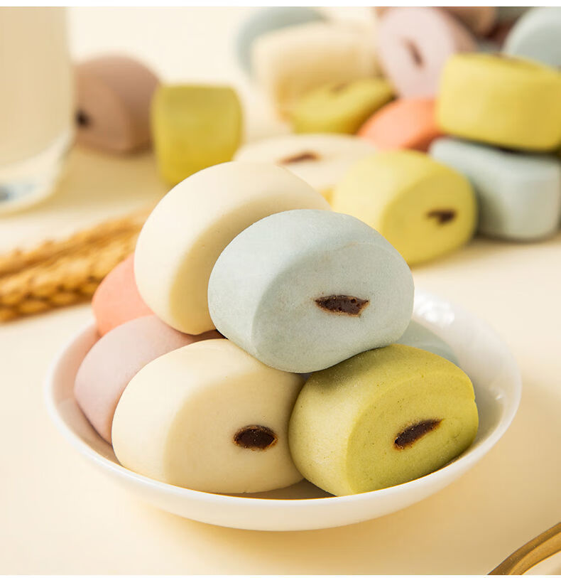 儿童彩虹夹心小馒头卡通包子馒头手工面食营养早餐早点小吃 250g 4个