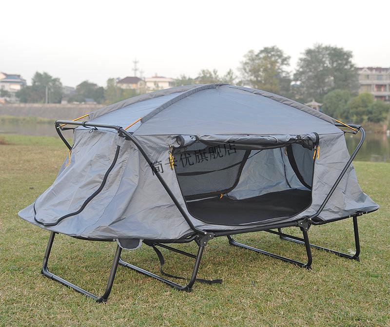 野营防雨加厚露营双层防寒钓鱼专用离地帐篷防暴雨双人 军绿色(双人)