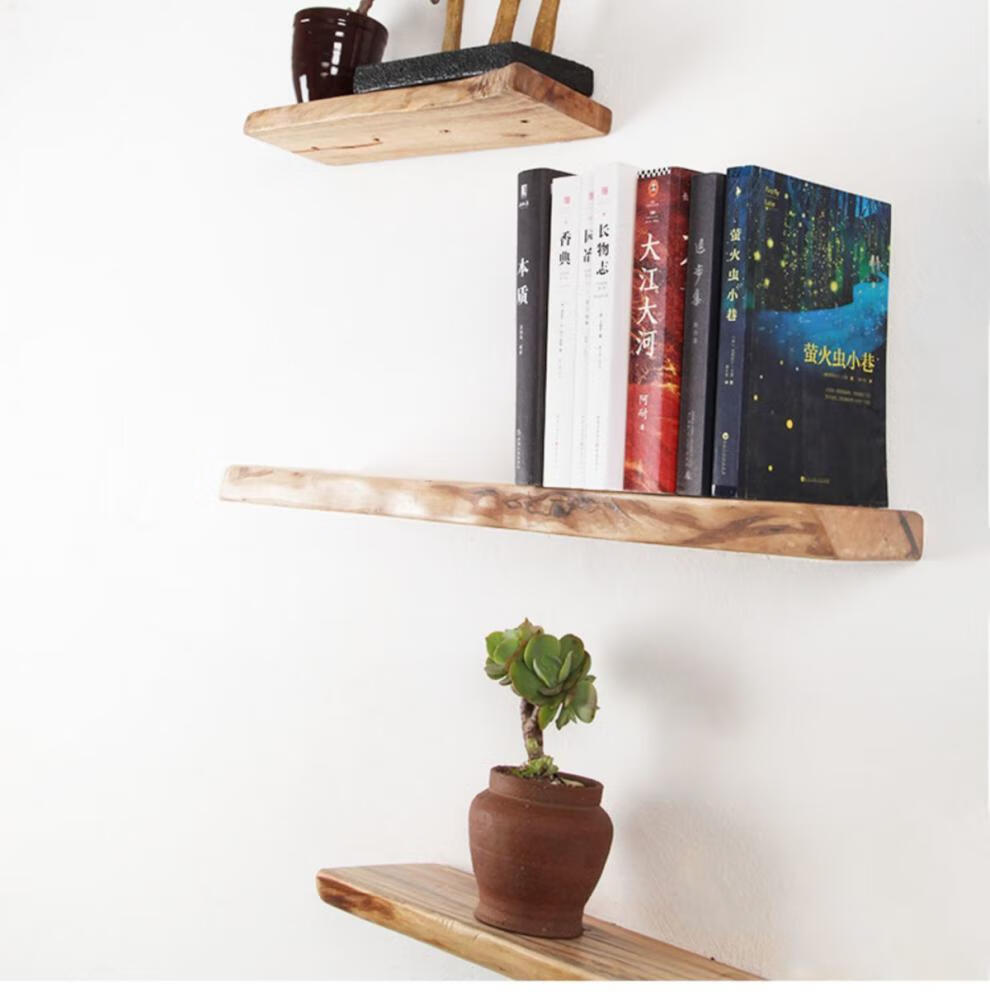 木板材整板实木置物板墙面一字隔板厨房壁挂墙上书架整板层板置物架挂