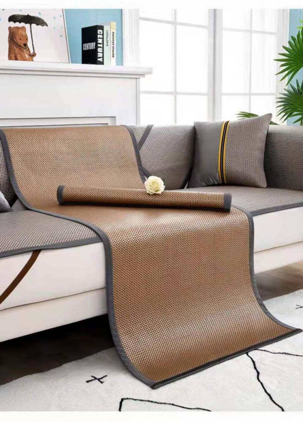 花仟陌沙发垫夏季凉席冰丝防滑沙发套客厅冰藤席子沙发坐垫子夏凉垫