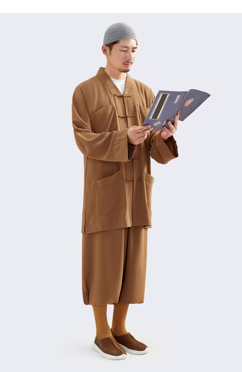 天彩绣 僧服短褂僧衣女比丘尼和尚衣春秋男出家人冬季小褂 土黄色 26