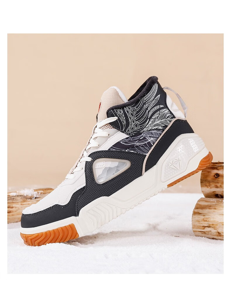 商场同款安踏烈焰二棉鞋男鞋2021冬季新款皮面加绒保暖板鞋休闲鞋男子