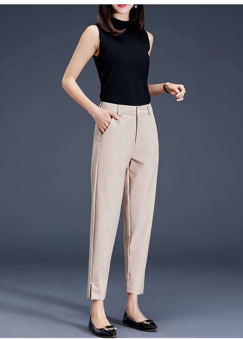 裤子女士休闲九分裤白色西装裤大码小脚裤工装裤春夏季品质优雅气质