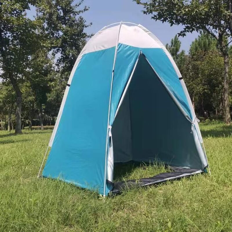 保暖速开单人冰钓帐篷天蓝色拼灰色单个帐篷无底12长12宽16米高双门