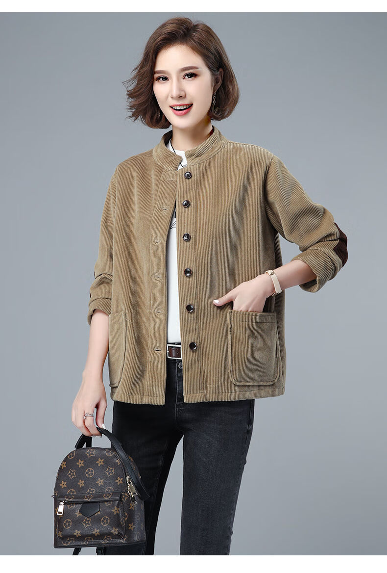 radinka 2020冬季新款休闲短款外套女条绒宽松显瘦保暖灯芯绒上衣lll