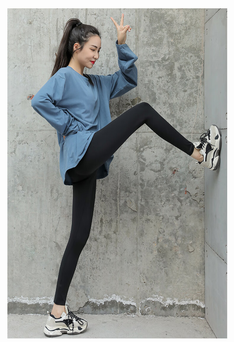 同款排扣芭比裤无痕提臀收腹打底裤紧身百搭外穿鲨鱼皮裤 三分黑色 l