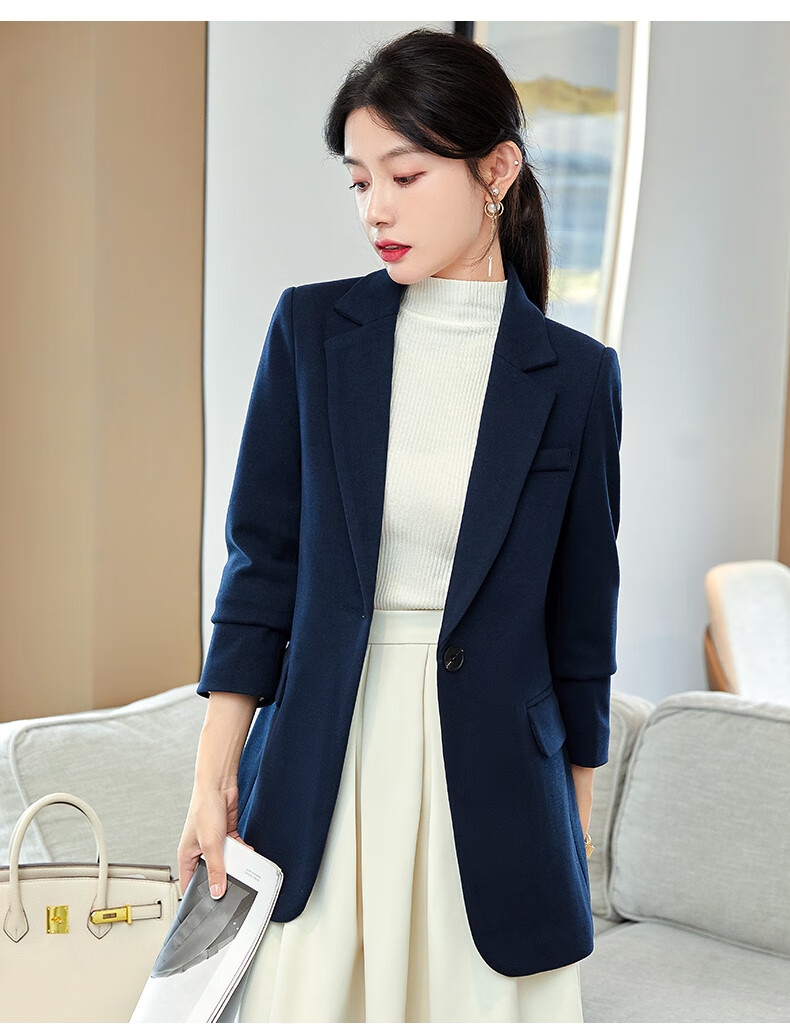 keyuyao品牌女装毛呢小西装外套女2022春秋新款厚款气质时尚休闲西服
