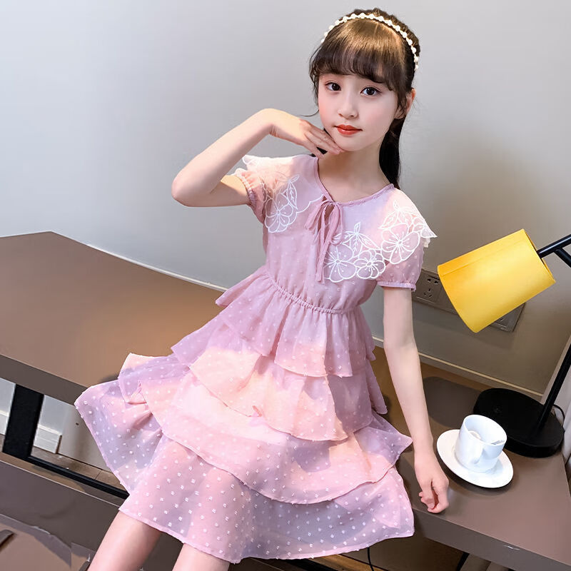 甜贝星商场同款女童连衣裙夏装新款儿童装裙子夏款网红洋气雪纺小女孩