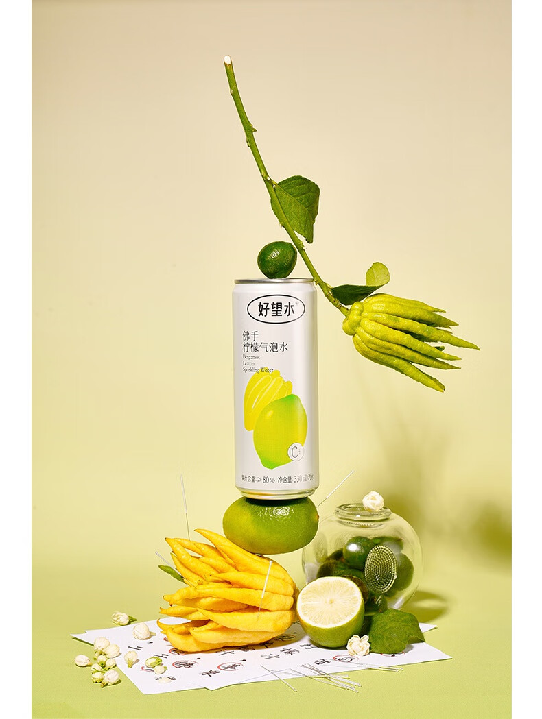 佛手柠檬气泡水果汁柠檬水柠檬汁健康饮料夏日饮品330ml6佛手柠檬气泡