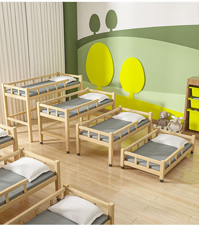 玖维娅jiuvia四层叠叠床原木经济型午睡床托管班小学生松木上下床推
