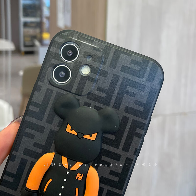 芬迪手机壳苹果潮牌芬迪小熊适用苹果13promax手机壳iphone12防摔硅胶