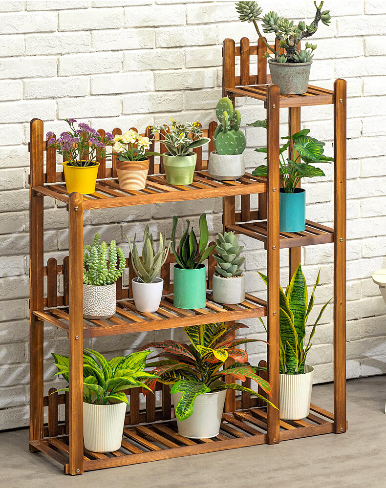 轻奢高端花盆架阳台实木质盆栽植物多层室内客厅落地多肉客厅花架子