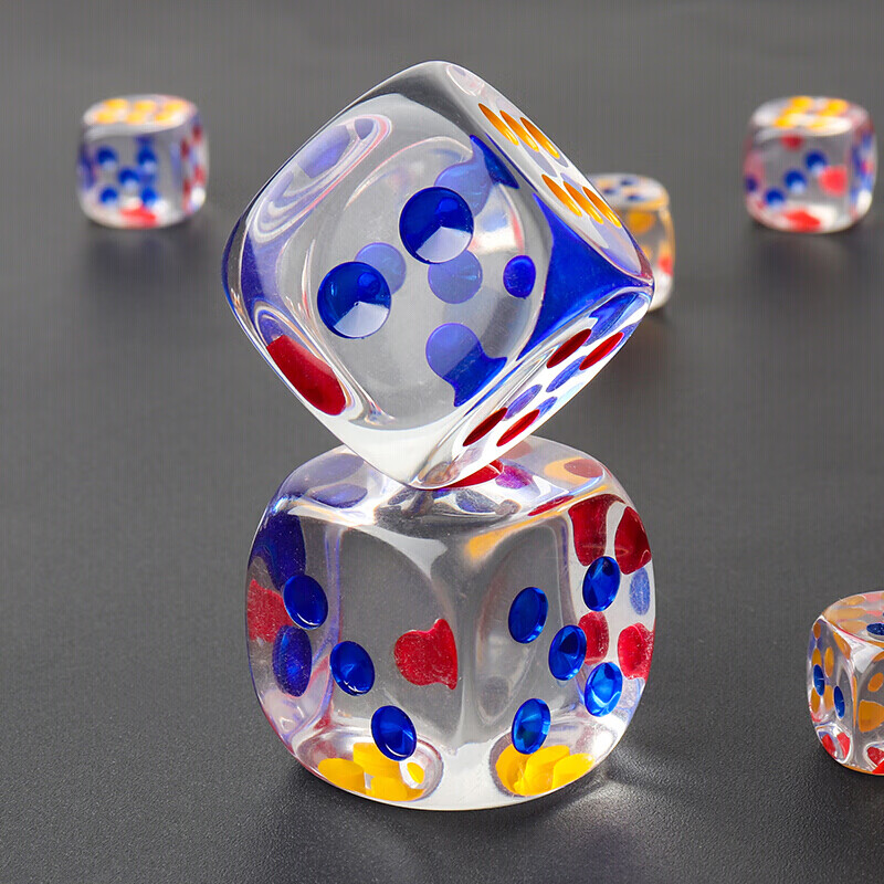 定制年货节骰子大号色子玩具全透明水晶彩点亚克力圆点筛子骰蛊减压