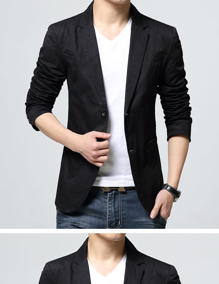 男士休闲西服外套薄款春季夹克棉大码小西装青年男装韩版潮流上衣nn