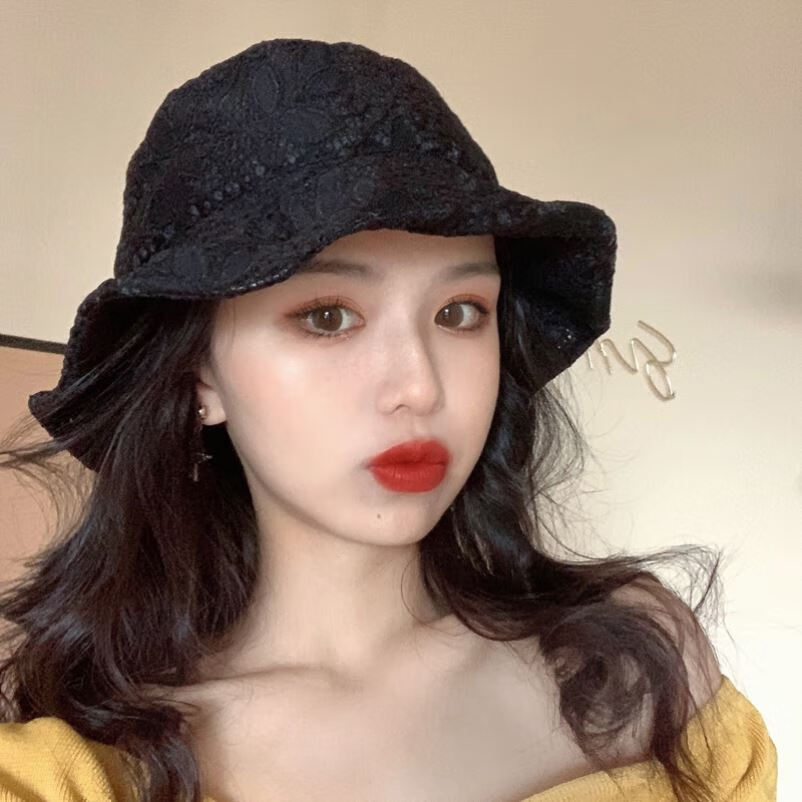 jeep吉普官方店勾花镂空帽子唯美淑女气质手工编织帽夏天女士洋气漂亮