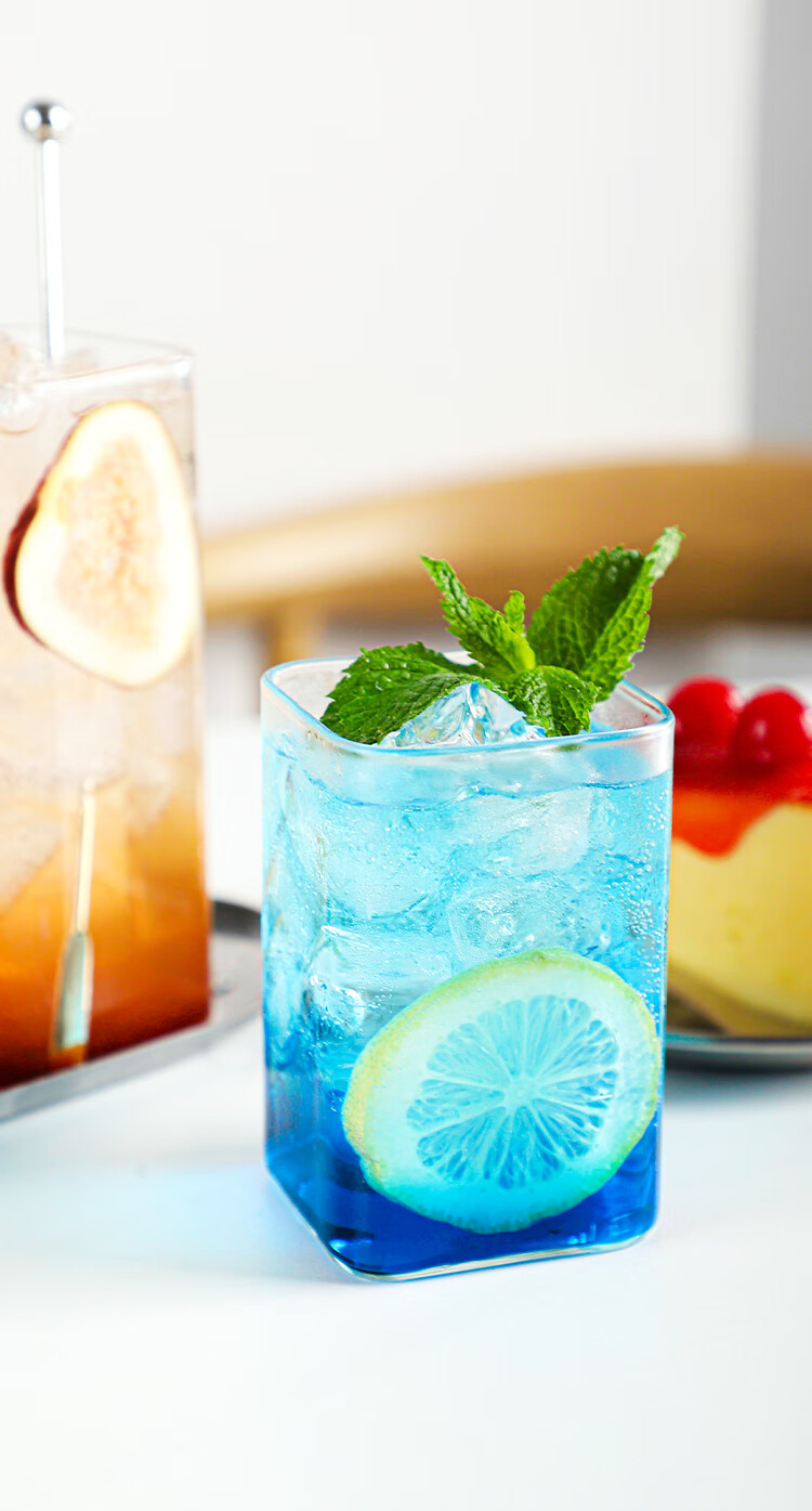 时光旧巷ins方形玻璃杯网红直身四方杯冷饮杯气泡杯冰咖啡杯高颜值