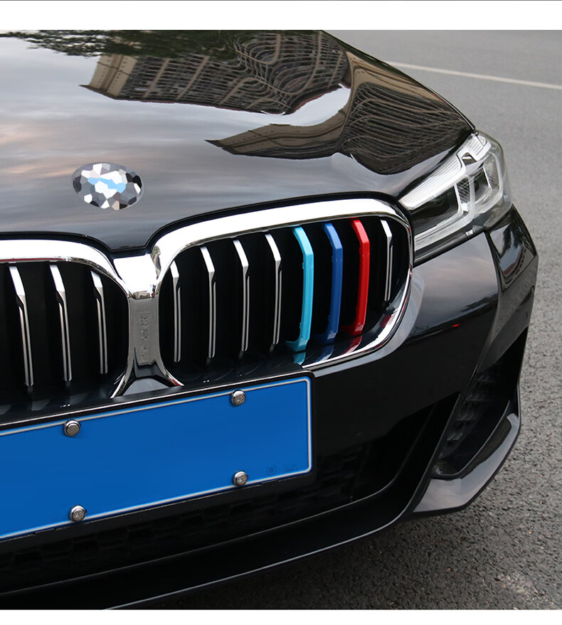 醉米2022款宝马5系中网三色装饰条适用于21-22款改装525 530li三色