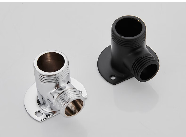 淋浴花洒水龙头暗装改明装转接头全铜接口转换器固定底座套装配件银色