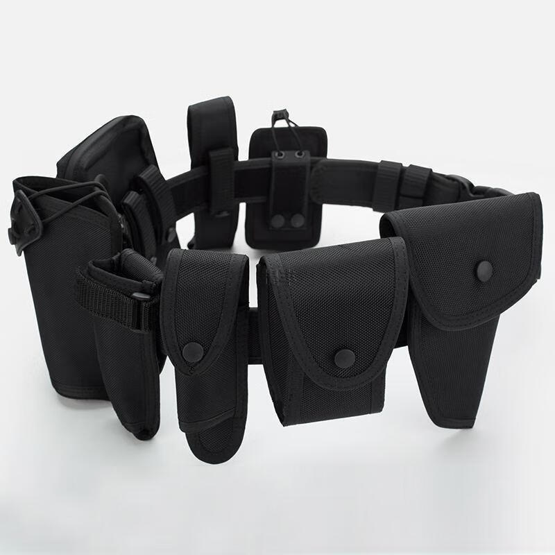 提丰 多功能保安集训八件套腰带黑色户外尼龙编织战术执勤腰带 工作包