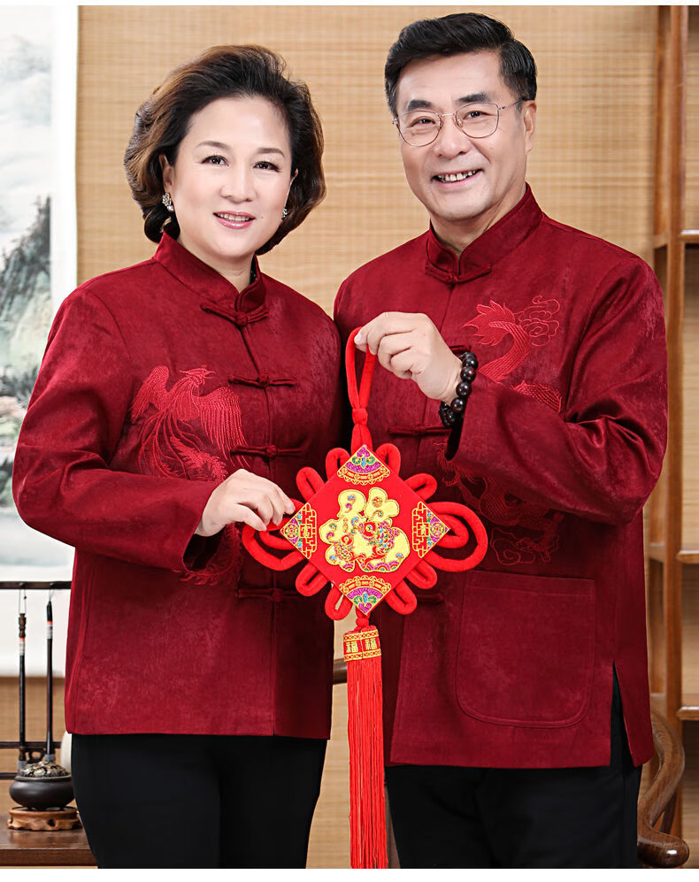 唐装男秋冬爷爷奶奶情侣装外套老人过寿生日父亲婚礼服套装l春秋款女