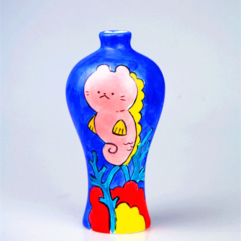 下彩陶瓷小白瓶画画diy陶瓷涂色白胚上色家用 9款组合花瓶各1个【图片