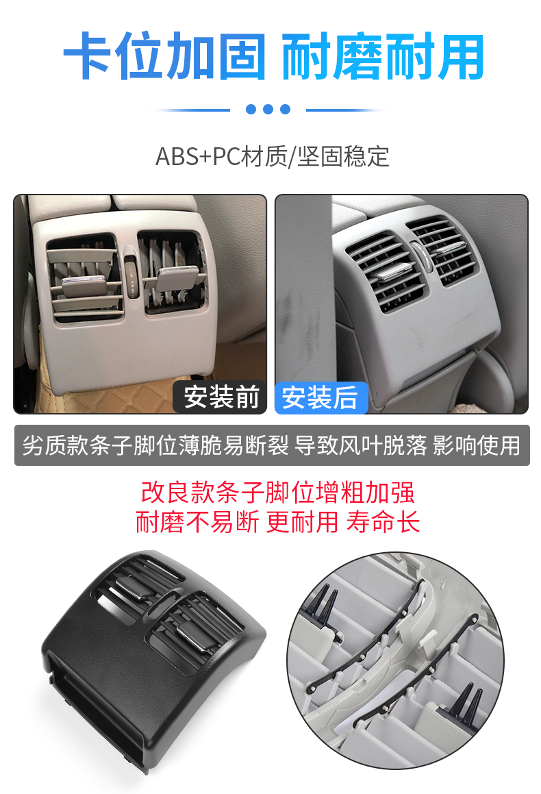 迪彦适用奔驰e级c180e200e260glk300后排空调出风口面板风口格栅框e级