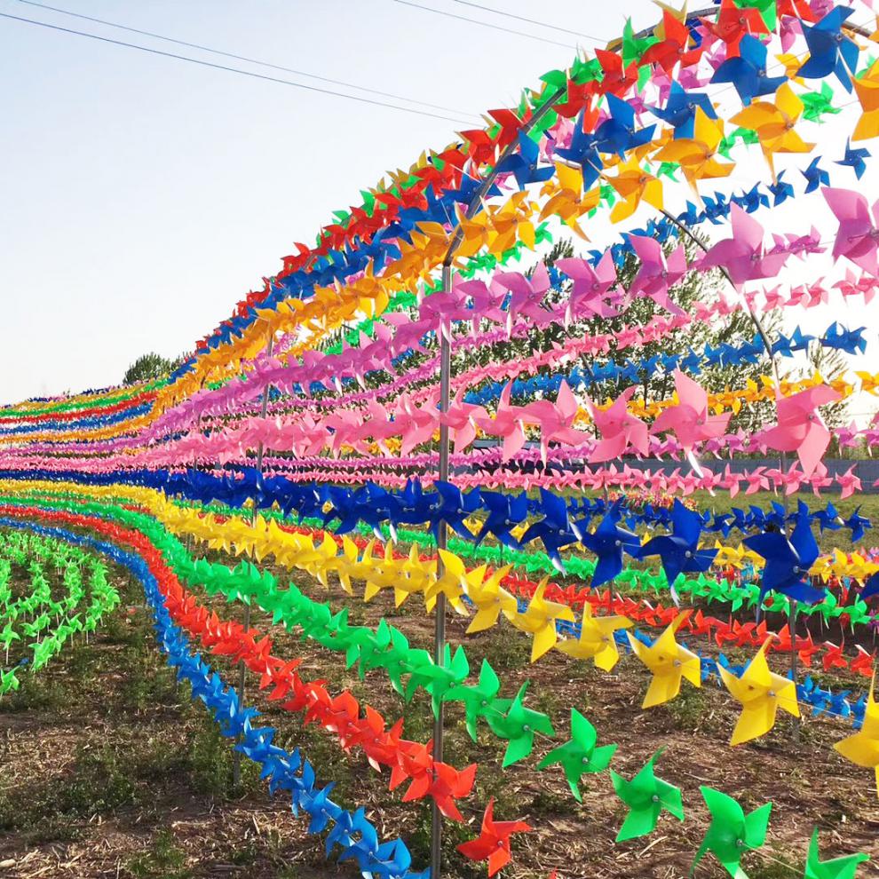 户外风车串室外装饰风车幼儿园挂饰楼盘防雨水防晒景区小风车批发5