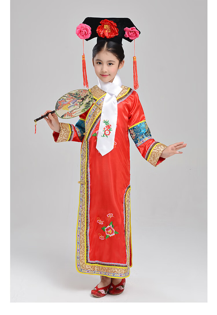 女童格格旗服古装清朝格格服饰儿童旗袍表演服装古装清朝还珠格格服饰
