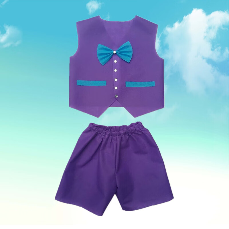 儿童环保时装秀走秀服装男孩无纺布diy材料手工衣服幼儿园亲子装红色