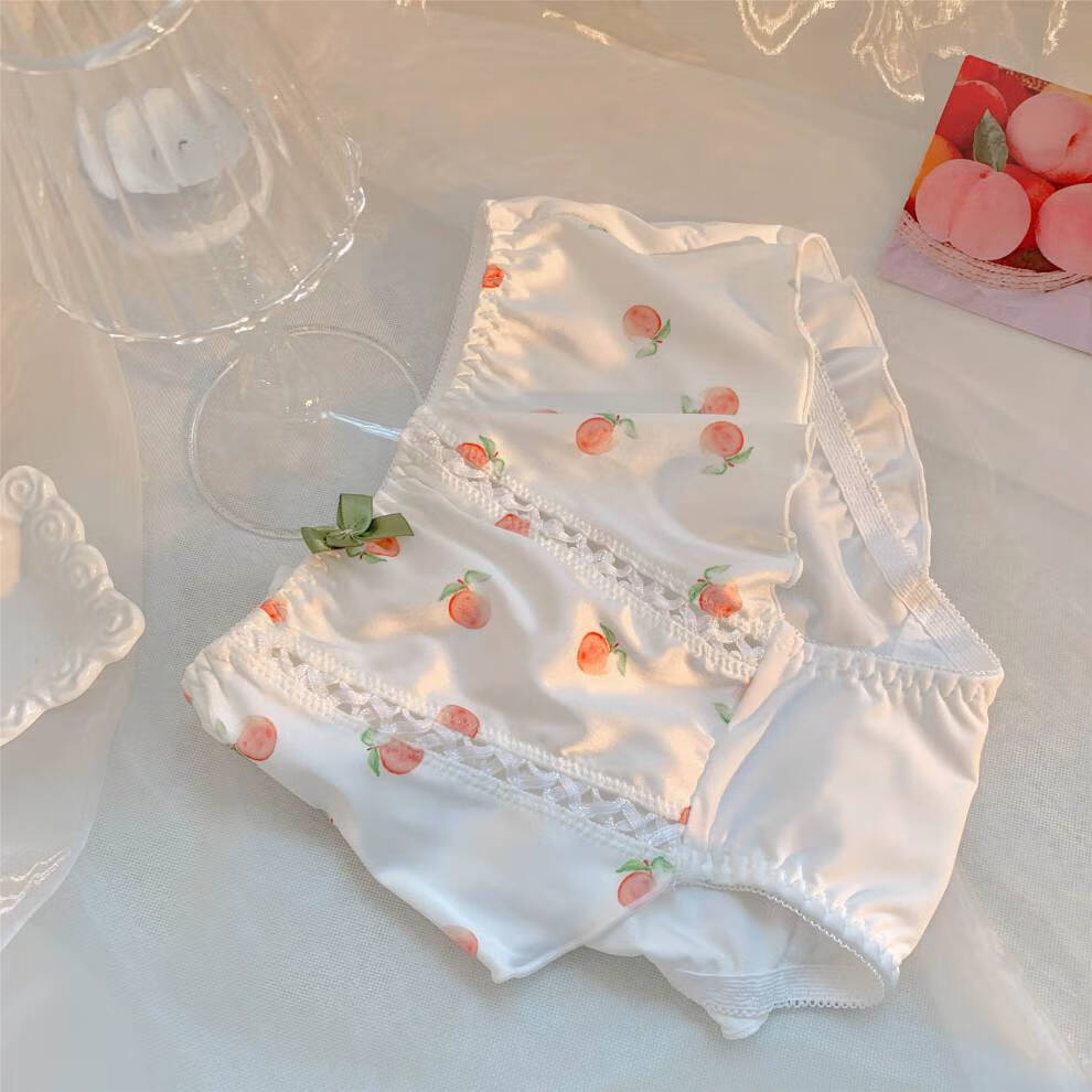 网纱蕾丝女夏季薄款中腰短裤头底裤衩学生舒适透气女式女生缎带松边l