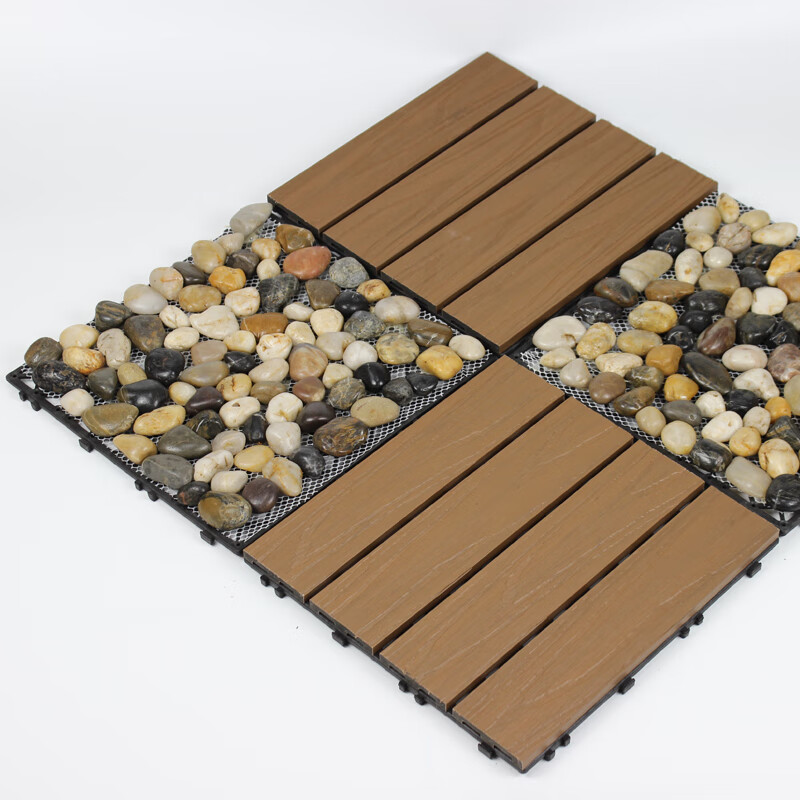 户外雨花石花园露台浴室阳台大理石塑地板 diy塑木石头拼接地板 彩色