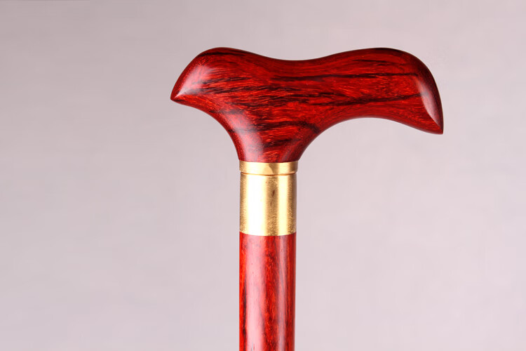 印度小叶紫檀木龙头拐杖老年人手杖防滑胶头老人红木实木木制龙头拐杖