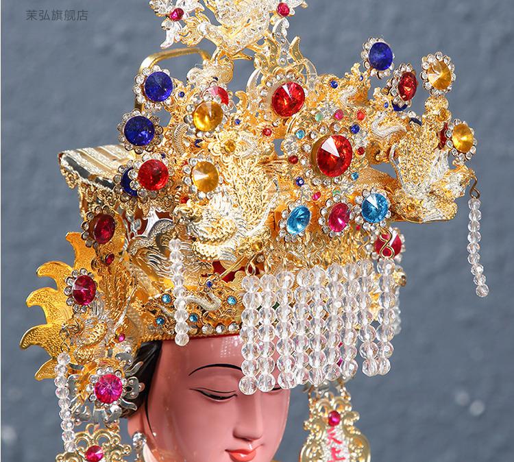 妈祖神像妈祖娘娘木雕神像家用供奉天上圣母佛像天后海神妈祖法器帽子