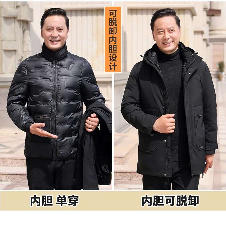 反季清仓富贵鸟中老年男士棉服男外套加厚可拆内胆爸爸装冬季棉袄男