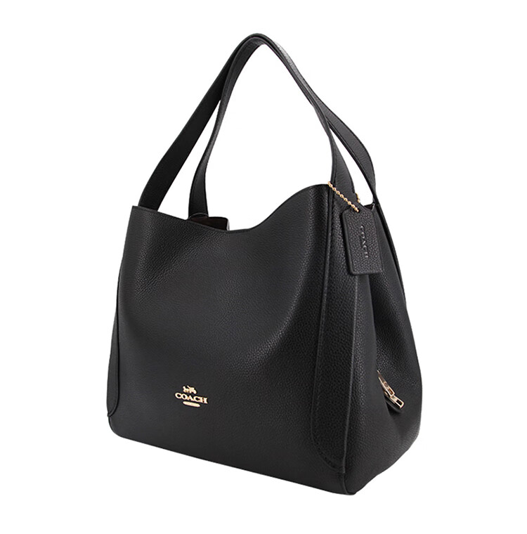 coach蔻驰女士hadley半月包皮质纯色斜挎包手提包黑色73549gdblk