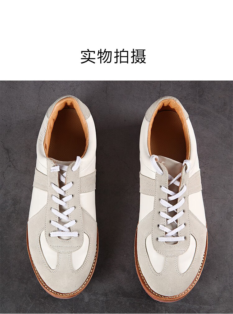 真皮手工固特异运动休闲鞋德训鞋头层牛皮复古工装鞋平底防滑板鞋品质