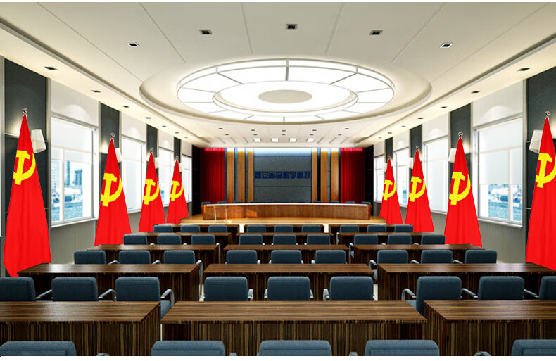 洞狮 国旗带杆办公室党旗摆件室内落地旗杆红旗装饰2米伸缩不锈钢立式