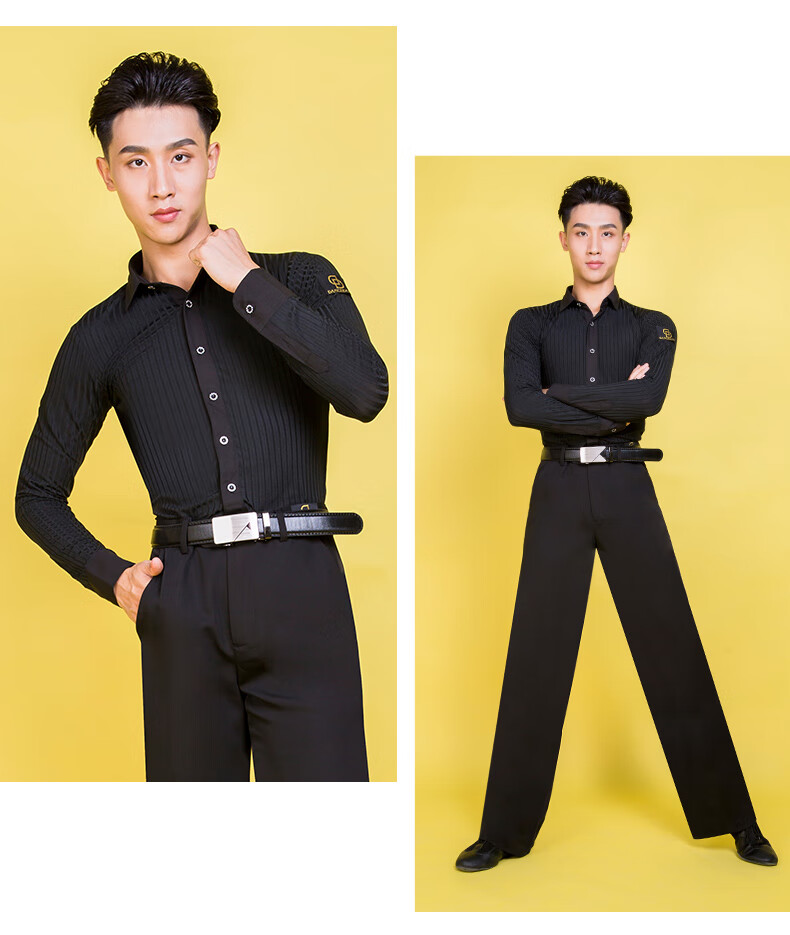 丹保罗国标舞服同款dancebaby拉丁舞服男练功服长袖上衣国标舞交谊舞
