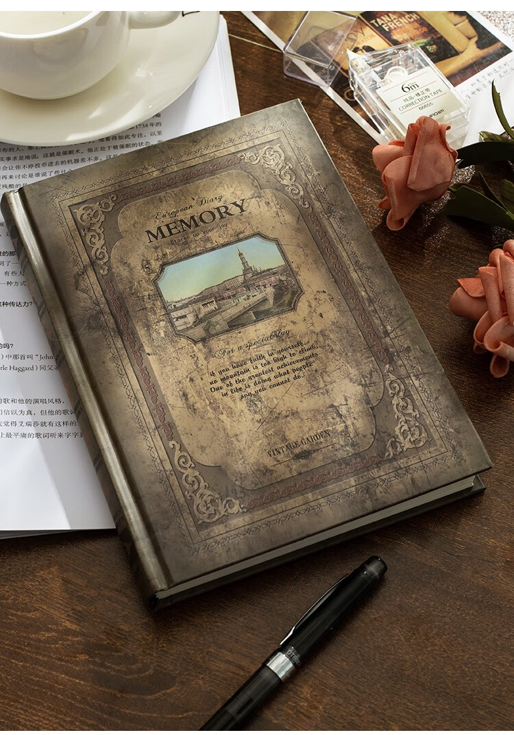 阡囤 欧式笔记本子文艺精致简约复古古风日记本a5创意大课堂读书