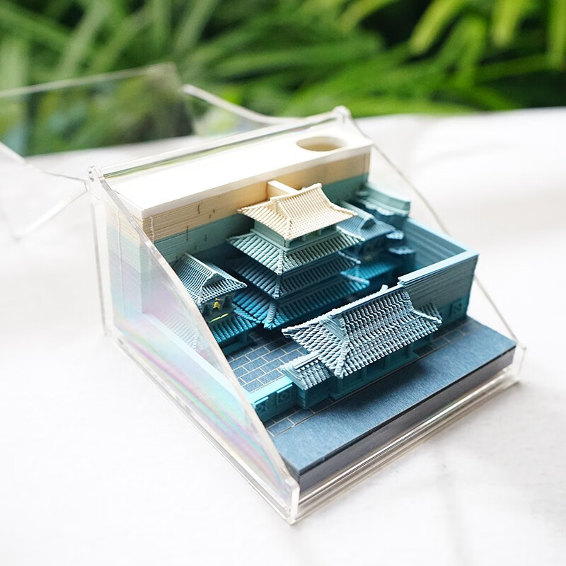 故宫雪景3d纸手撕建筑模型便利贴纸雕艺术品文创礼物定制 蓝色 故宫