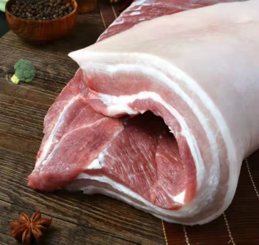 猪肉新鲜整块国产五花肉散养土猪五花肉烧烤肉类生鲜食材方卡优才