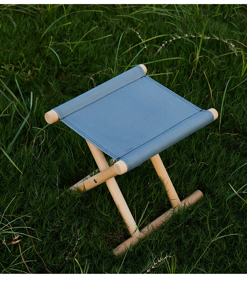 实木结实钓鱼椅家用木头小马扎软座板凳 榉木可折叠靠背椅-灰色【图片