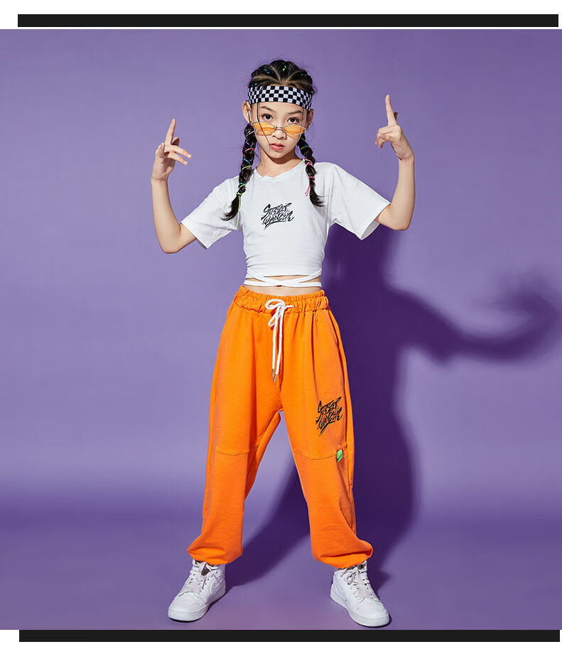 爵士舞服装女儿童服装舞蹈服女童夏街舞套装练功服嘻哈韩版女孩演出服