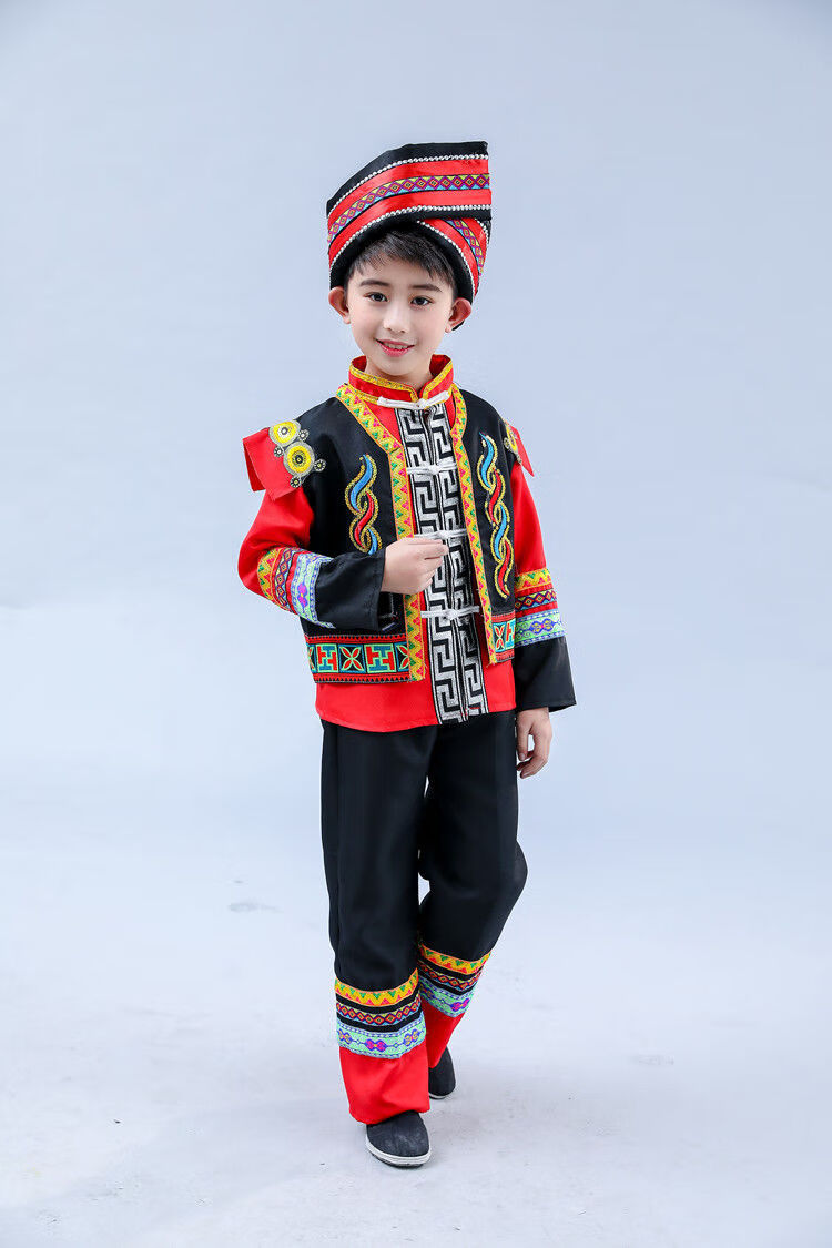 雾绡壮族服装儿童三月三民族服装男童广西壮族少数民族葫芦丝表演服装