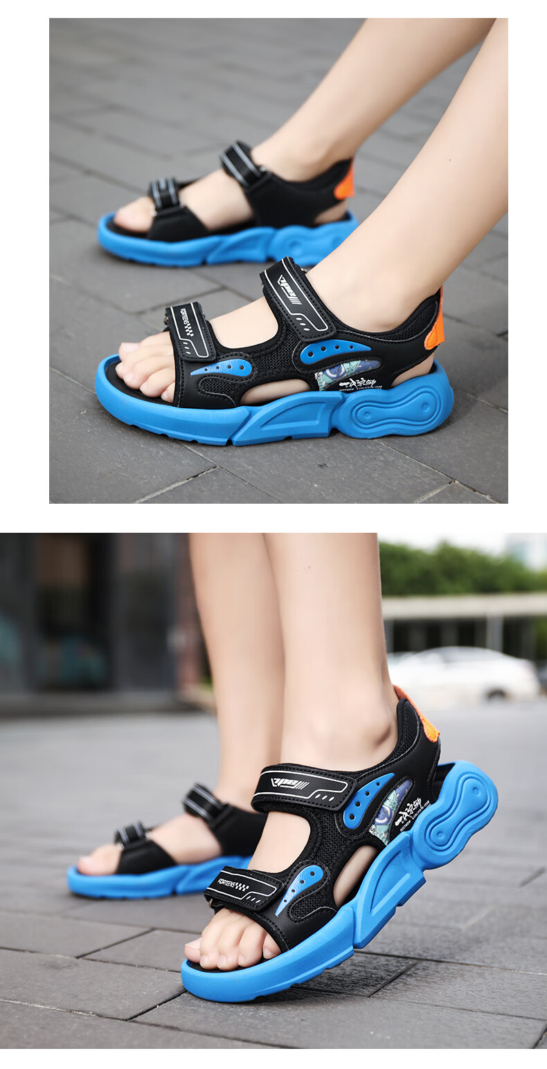 七波辉男童凉鞋2022夏季新款潮中大童青少年男孩儿童凉鞋1215岁