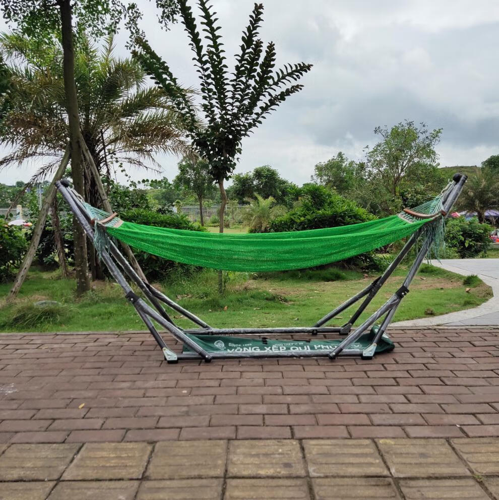 越南吊床vong越南网床quiphuc加厚黑色折叠架吊床室内外秋千多款网