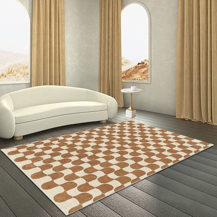 澳颜莱美式复古格子地毯中古风客厅茶几地毯法式花砖现代简约格子茶几