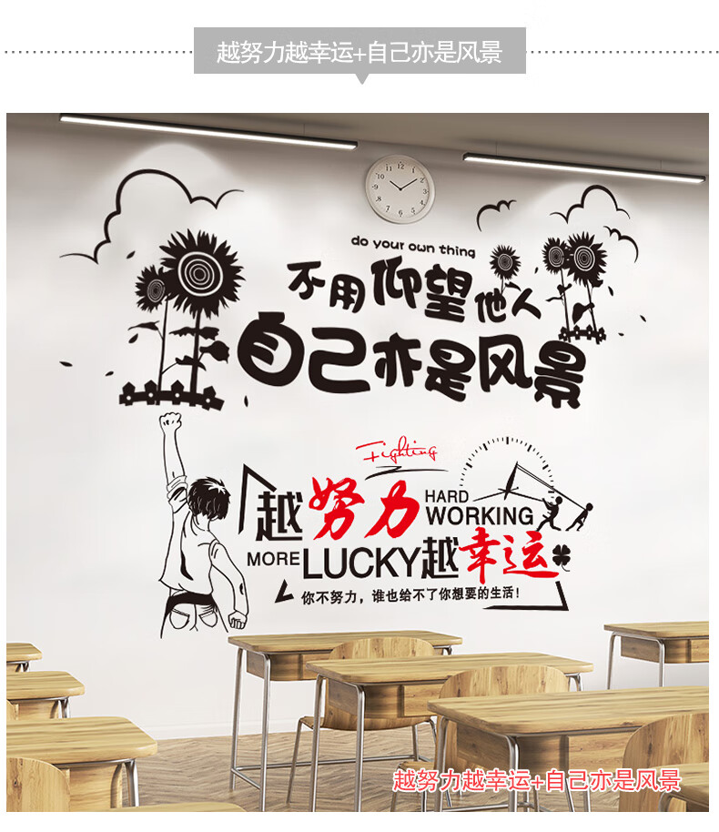 2022新款高三励志贴纸托管辅导补习班教室班级文化装饰墙面墙置标语